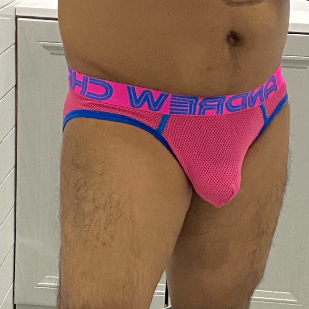 Andrew Christian Vibrant Pink and Blue Briefs underwear